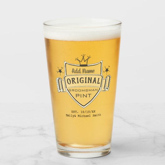 Personalisierter Trauzeuge Geschenke PINT GLASS Vi Glas (Vorne (Gefüllt))