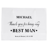 Personalisierter Trauzeuge Schwarz/Weiß Vielen Dan Große Geschenktüte (Rückseite)