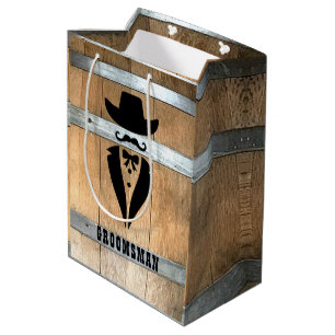 Personalisierter Trauzeuge Whiskey Barrel Mittlere Geschenktüte
