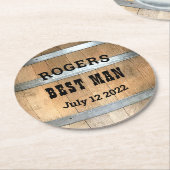 Personalisierter Trauzeuge Whiskey Barrel Runder Pappuntersetzer (Angewinkelt)