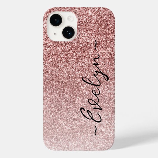 Personalisierter trendiger Rose Gold Glitzer Case-Mate iPhone Hülle (Rückseite)