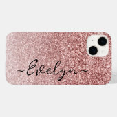Personalisierter trendiger Rose Gold Glitzer Case-Mate iPhone Hülle (Rückseite (Horizontal))