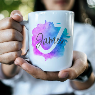 Personalisierter trendy Letter Name mit Tasse