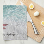 Personalisierter trendy rosa Flamingo Tropical Bea Geschirrtuch (Viertel Falte)