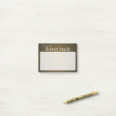 Personalisierter Trendy Tan und Schwarzes Grain Post-it Klebezettel (Auf Schreibtisch)