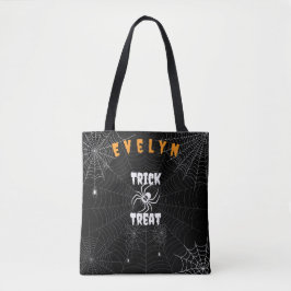 Personalisierter Trick oder Treat Spooky Spider We Tasche