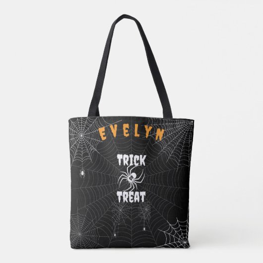 Personalisierter Trick oder Treat Spooky Spider We Tasche (Rückseite)