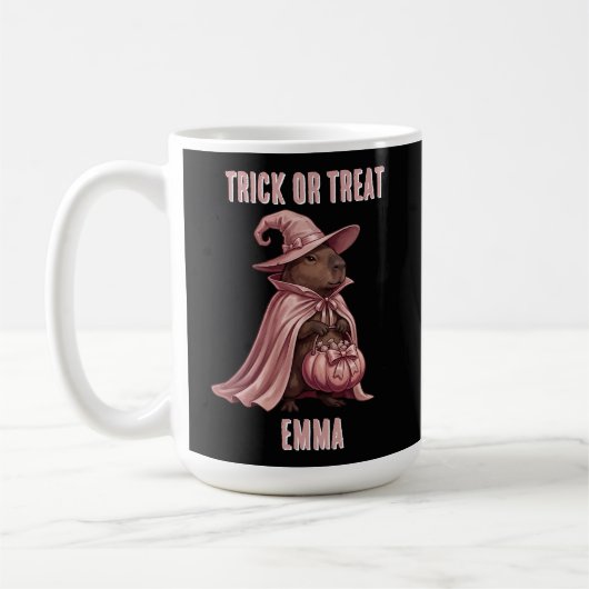 Personalisierter Trick-or-Treat Capybara Hexenumha Kaffeetasse (Links)