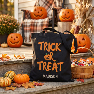 Personalisierter Trick-or-Treat doppelseitiger Hal Tasche