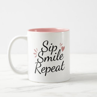 Personalisierter "Trink. Lächle. Wiederhole."-Tass Zweifarbige Tasse