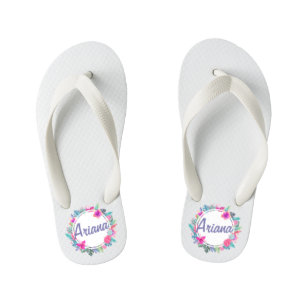 Personalisierter Tropenblumenbrand  Flip Flops Kinderbadesandalen