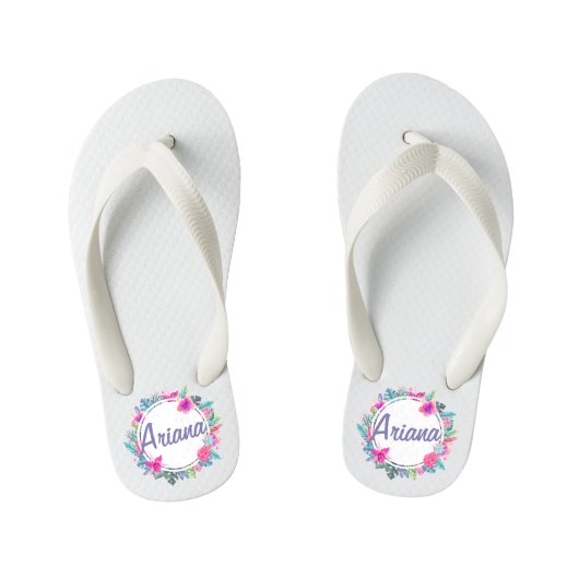 Personalisierter Tropenblumenbrand| Flip Flops Kinderbadesandalen (Fußbett)