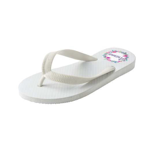 Personalisierter Tropenblumenbrand| Flip Flops Kinderbadesandalen (Schrägansicht)
