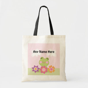 Personalisierter Tropenfrosch mit Blume Totbeutel Tragetasche