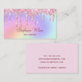 Personalisierter Tropf Rosa Glitzer Kerzenmacher Visitenkarte (Vorne/Hinten)