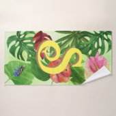 Personalisierter Tropischer Blätter Botanischer Ds Badehandtuch (Badehandtuch)