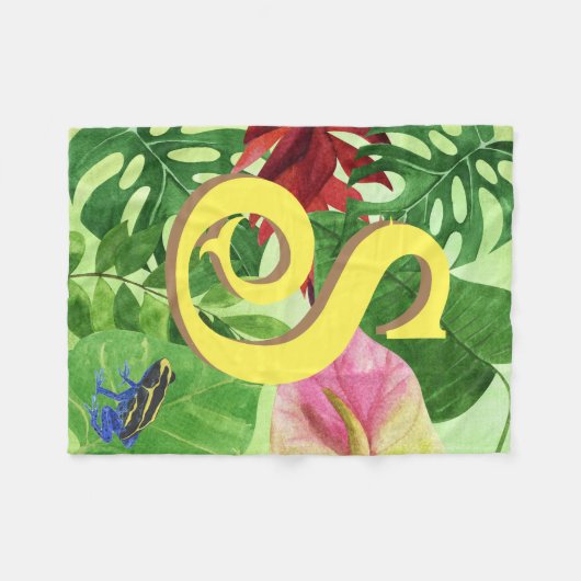 Personalisierter Tropischer Blätter Botanischer Ds Fleecedecke (Vorderseite (Horizontal))