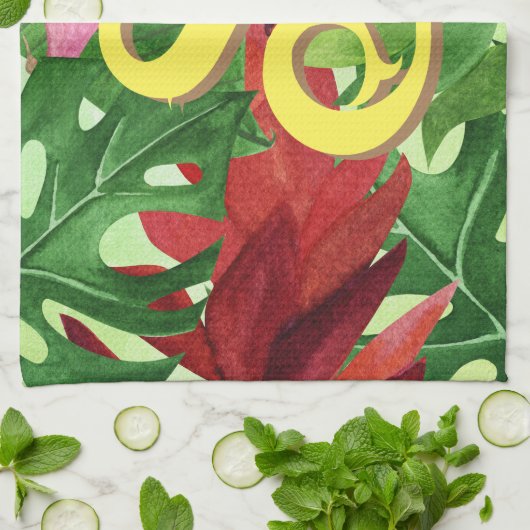 Personalisierter Tropischer Blätter Botanischer Ds Geschirrtuch (Gefaltet)