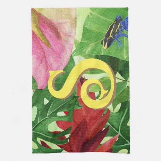 Personalisierter Tropischer Blätter Botanischer Ds Geschirrtuch (Vertikal)