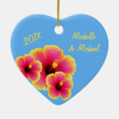 Personalisierter tropischer blauer keramik ornament (Hinten)