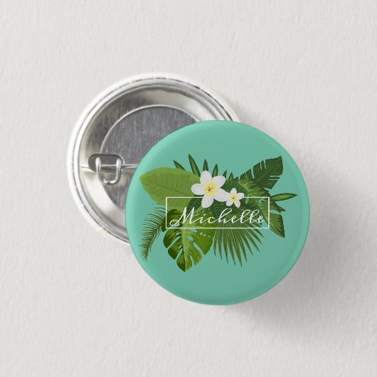 Personalisierter tropischer BlumenButton-Knopf des Button (Vorne & Hinten)