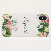 Personalisierter tropischer Blumenflamingo Case-Mate iPhone Hülle (Rückseite (Horizontal))