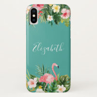 Personalisierter tropischer Blumenflamingo