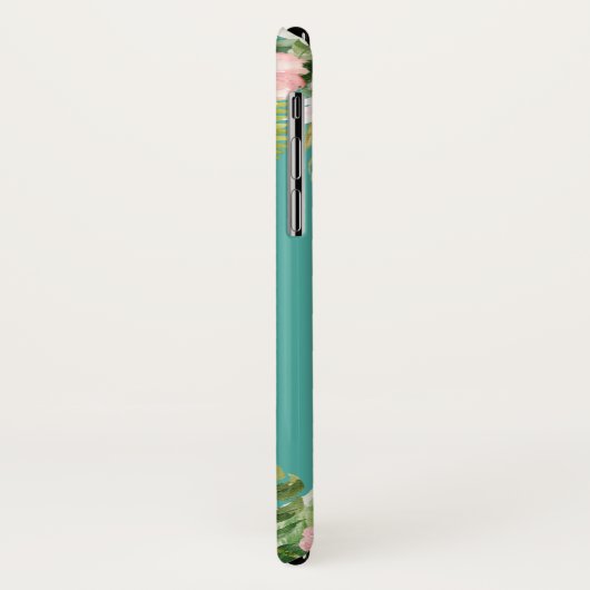 Personalisierter tropischer Blumenflamingo Case-Mate iPhone Hülle (Hinten/Links)