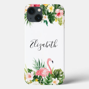 Personalisierter tropischer Blumenflamingo stark Case-Mate iPhone Hülle