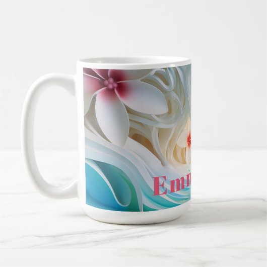 Personalisierter tropischer Escape 3D-Look Strand Kaffeetasse (Links)
