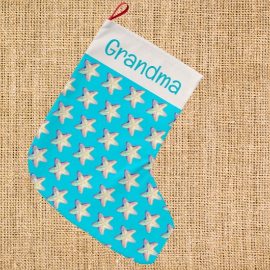 Personalisierter Tropischer Funkelnder Seestern We Großer Weihnachtsstrumpf