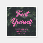 Personalisierter tropischer Neon Bat Mitzvah Napki Serviette (Vorderseite)