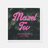 Personalisierter tropischer Neon Bat Mitzvah Napki Serviette (Vorderseite)
