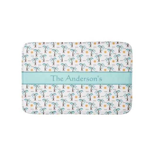 Personalisierter tropischer Palmenbaum Sonnenschei Badematte (Vorderseite)