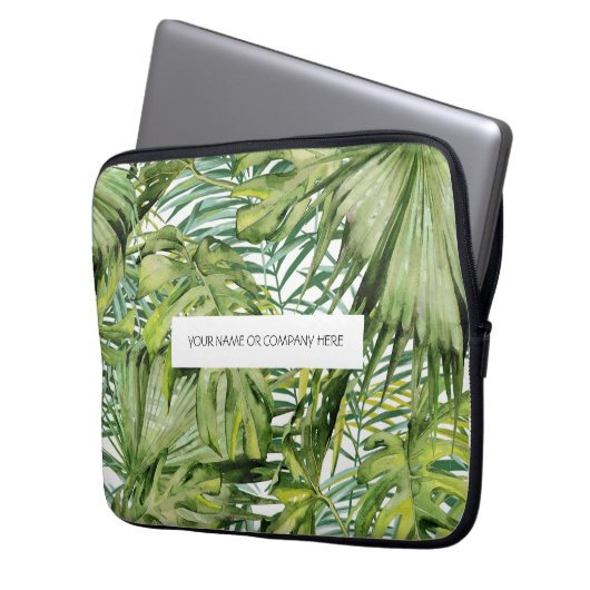 Personalisierter tropischer Palmenblätterschlauch Laptopschutzhülle (Vorderseite Links)