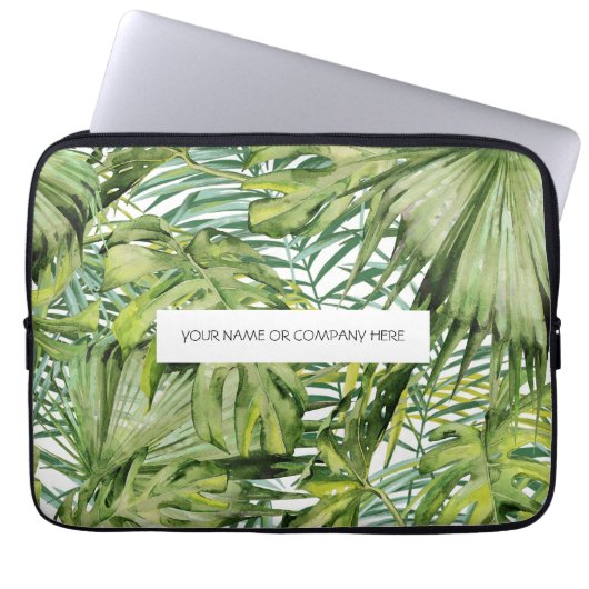 Personalisierter tropischer Palmenblätterschlauch Laptopschutzhülle (Vorderseite)