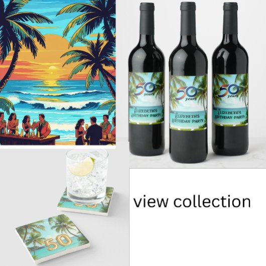 personalisierter tropischer Strand Tii luau Einlad Einladung