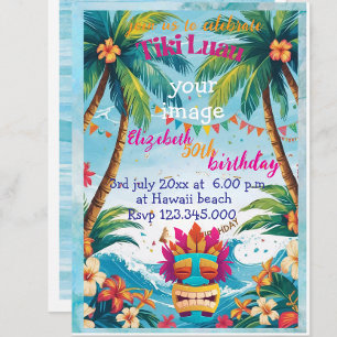 personalisierter tropischer Strand Tii luau Einlad Einladung