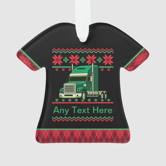 Personalisierter Trucker Semi Driver Uggeweiht Wei Ornament (Rückseite)