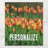 Personalisierter Tulip Garden Weinetikett (Einzelnes Label)