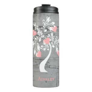Personalisierter Tumbler, rosa Tree Thermosbecher