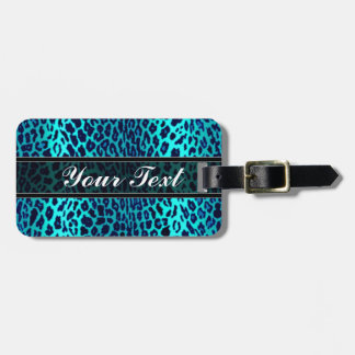 Personalisierter Türkis-Blau-Leopard-Tierdruck Gepäckanhänger