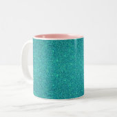 Personalisierter Türkis-NamensGlitter des rosa Zweifarbige Tasse (Vorderseite Links)