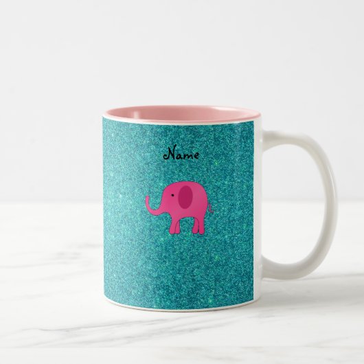 Personalisierter Türkis-NamensGlitter des rosa Zweifarbige Tasse (Rechts)