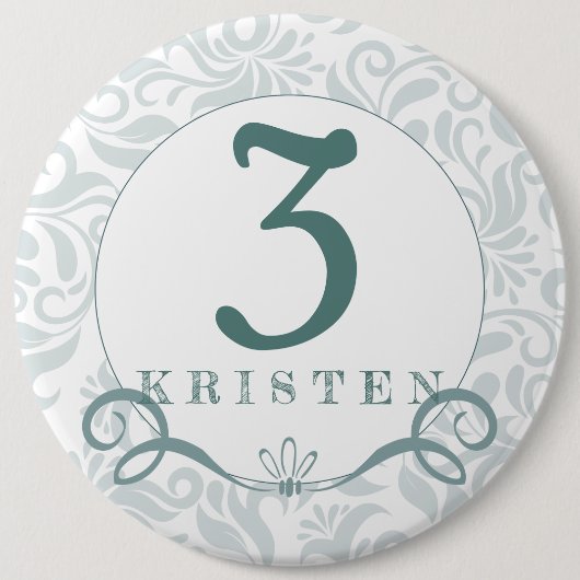 Personalisierter türkisblauer Klassiker Button (Vorderseite)
