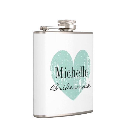 Personalisierter türkisfarbener Herzkolben für ein Flachmann (Rechts)