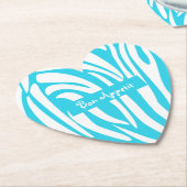 Personalisierter türkisfarbener Streifen Zebra Mus Untersetzer (angewinkelt)