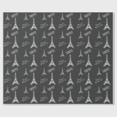 Personalisierter Turm Paris Eiffel auf Schwarzem Geschenkpapier (Flach)