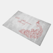 Personalisierter Türmatte aus rosa Pfau (Schrägansicht)