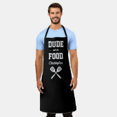 Personalisierter Typ mit dem Essen Schwarzes Grill Schürze (Getragen)